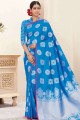 Blue Banarasi raw silk Saree