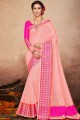 Pink Saree in  Kora silk