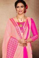 Pink Saree in  Kora silk