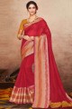 Red Saree in Kora silk with Blouse