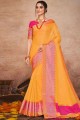 Yellow Saree in Kora silk