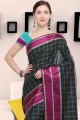 Black Saree with  Art silk