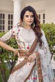 Embroidered Silk White Wedding Lehenga Choli with Dupatta