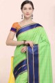 Saree in Green Art silk