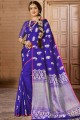 Blue Banarasi Saree in Banarasi raw silk with Blouse