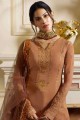 Embroidered Sharara Suit in Rust  Satin