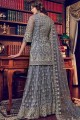 Grey Sharara Suit in Embroidered Net
