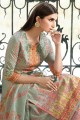 Green Sharara Suit in Cotton with Printed