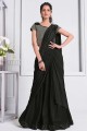 Black Sequins,embroidered Saree in Lycra
