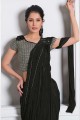 Black Sequins,embroidered Saree in Lycra