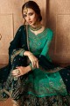 Green Sharara Suit in Embroidered Satin