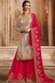 Grey Sharara Suit with Embroidered Satin