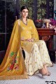 Chanderi silk Sharara Suit in Yellow with Embroidered