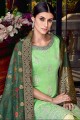 Chanderi silk Embroidered Green Palazzo Suit with Dupatta