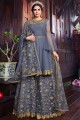 Grey Net Embroidered Sharara Suit with Dupatta