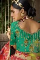 Saree in Orange Jacquard with Weaving