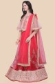 Net Lehenga Choli in Pink with Embroidered