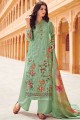 Green Palazzo Suit with Printed Silk