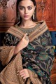 Black Embroidered Sharara Suit in Raw silk