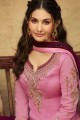 Pink Embroidered Satin Sharara Suit