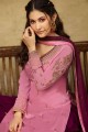 Pink Embroidered Satin Sharara Suit