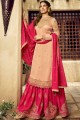Satin Sharara Suits with Embroidered in Beige