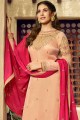 Satin Sharara Suits with Embroidered in Beige