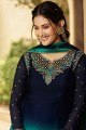 Embroidered Satin Multicolor Sharara Suit with Dupatta