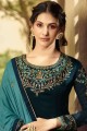 Satin Sharara Suit with Embroidered in Blue