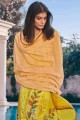 Printed Satin Yellow Palazzo Suit with Dupatta