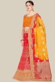 Banarsi jacquard Red Lehenga Choli in Embroidered