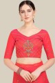 Embroidered Art silk Lehenga Choli in Red with Dupatta