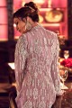 Net Palazzo Suit with Embroidered in Pink