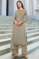 Palazzo Suit in Grey Georgette with Embroidered