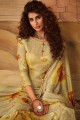Pashmina Palazzo Suit in Yellow with Printed
