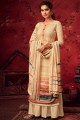 Beige Pashmina Printed Palazzo Suit with Dupatta