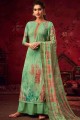 Palazzo Suit in Green Pashmina with Printed