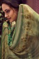Printed Pashmina Palazzo Suit in Green Color