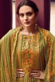 Green Color Pashmina Printed Palazzo Suit