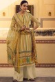 Yellow Palazzo Suit with Printed Pashmina