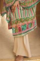Green Color Palazzo Suit in Printed Pashmina