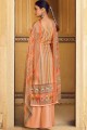 Printed Pashmina Palazzo Suit in Peach