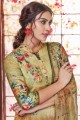 Pashmina Printed Palazzo Suit in Green Color