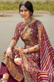 Pashmina Palazzo Suit with Printed in Purple