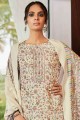 Cream Palazzo Suits in Pashmina with Printed