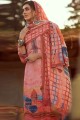 Palazzo Suit in Peach Pure pashmina with Printed