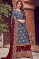 Blue Embroidered Silk Pakistani Suit