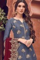 Blue Embroidered Silk Pakistani Suit