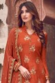 Rust Silk Pakistani Suit with Embroidered