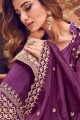 Purple Silk Embroidered Pakistani Suit with Dupatta